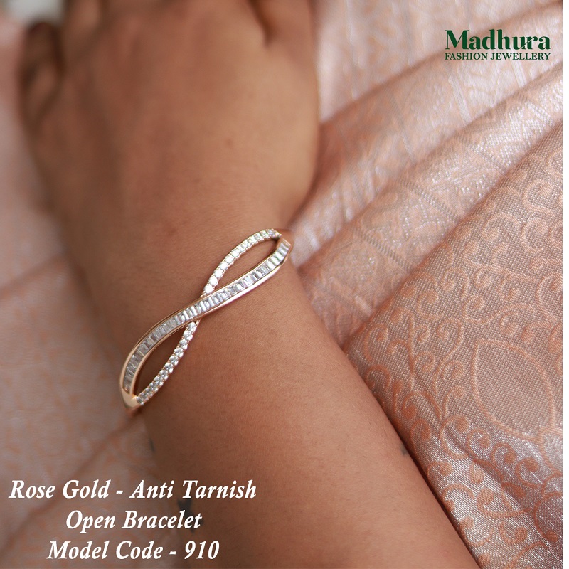 Premium Anti Tarnish Rose Gold Bracelet With AD Stones